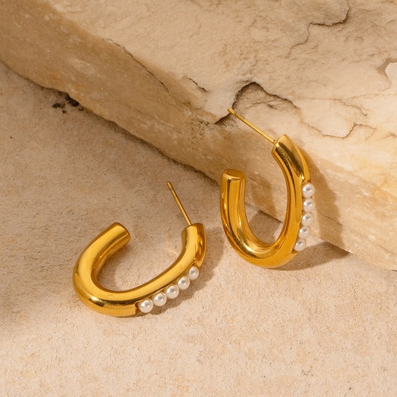 Gold Hoop Earrings*Everyday Hoops*Waterproof and Sweatproof - Picture 1 of 6